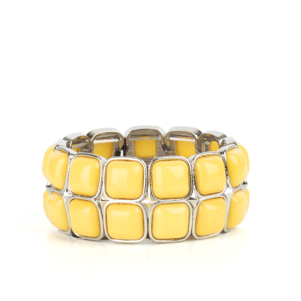 Double The DIVA-ttitude Yellow Bracelet Stretchy Fashion Jewelry - Paparazzi